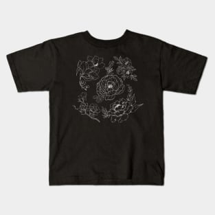 White Sketch Flowers for Spring Kids T-Shirt